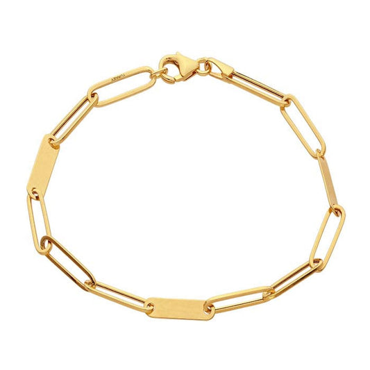 14K Gold Bar and Chain Link Bracelet - Fire + Mineral Jewelry